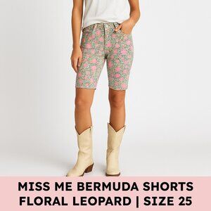 🌺 Miss Me Bermuda Shorts, Floral Leopard Print (25) — Rhinestone, Y2K Western